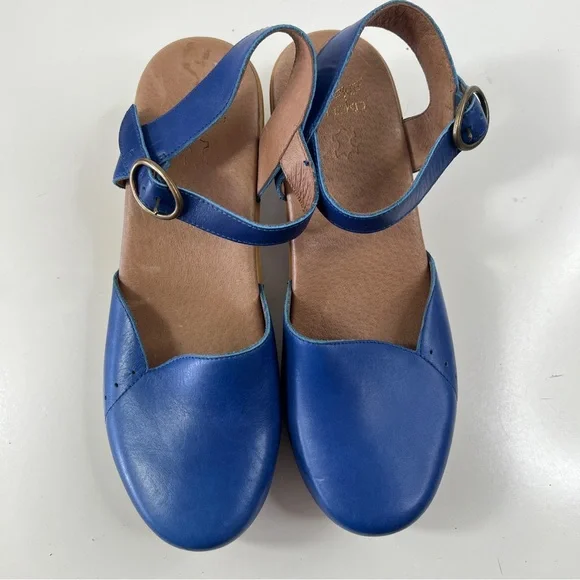 Dansko Blue Leather Clogs Sandals Maisie Cobalt Sz 41 10.5-11 Made in Italy - Picture 9 of 12